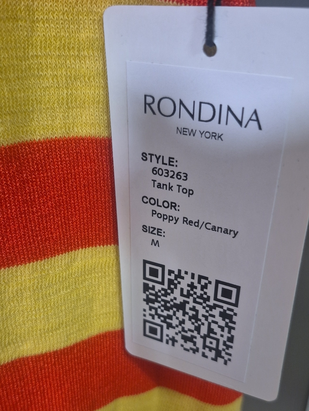 Rondina New York Sleeveless Knit Top | Poppy Red/Canary | Style #603263 | Size M - Picture 3 of 3